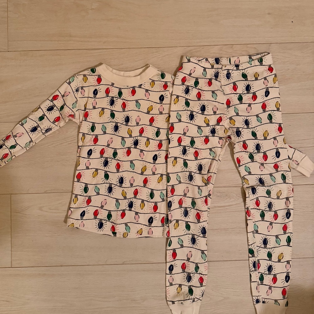 Hanna Andersson multicolor string lights kids pajamas organic cotton - size 6-7